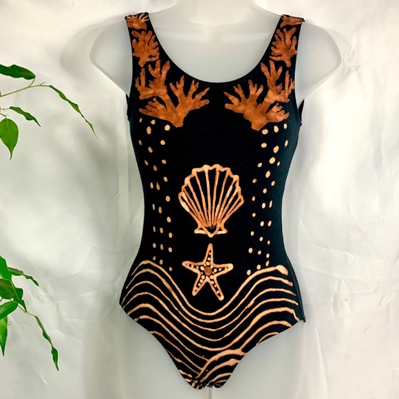 Anna Sui Tops - ANNA SUI Leotard BodySuit Small Waves Brass Arrow